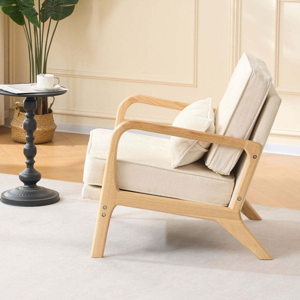 Upholstered Living Room Chair with Curved Armrests - Choice of Color