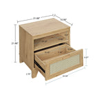 Modern Cane Accent Nightstand with 1 Drawer - Black or Light Brown