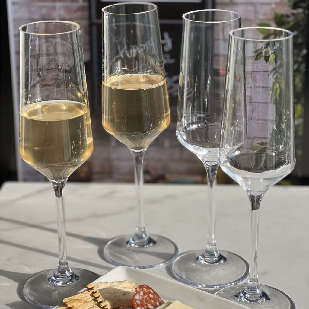 Unbreakable Plastic Champagne Flutes with BPA-Free Design - Clear