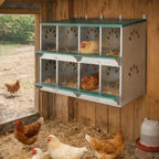8 Compartment Chicken Nesting Boxes with Wall Mount - Green