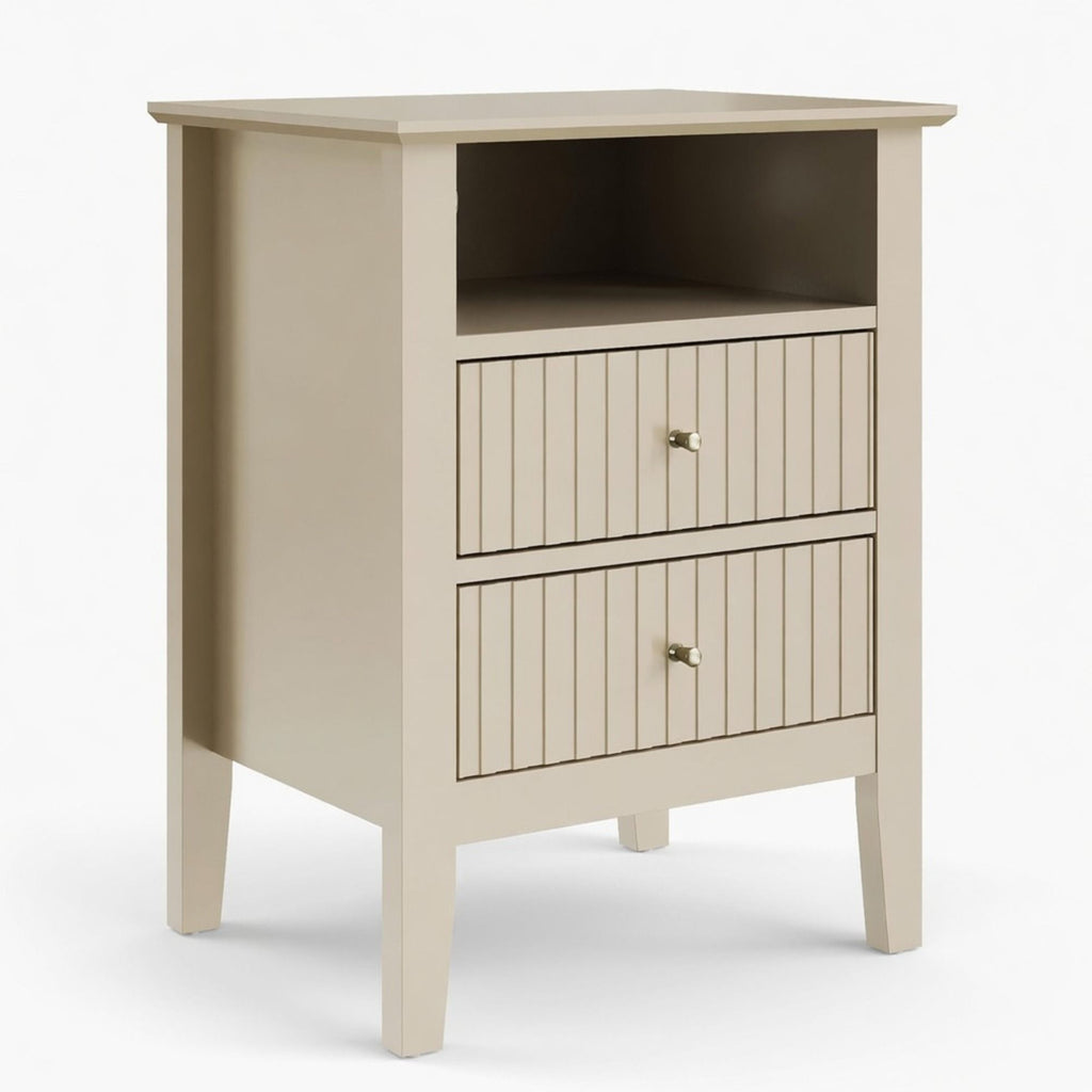 Fluted Nightstand with 2 Drawers and Soft-Close Slides - Multiple Colors