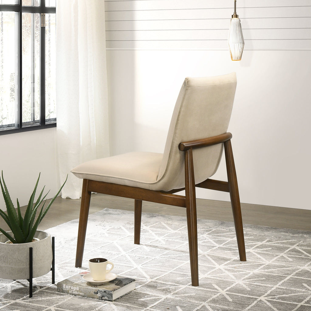 Monza Contemporary Dining Chair Set with Solid Wood Frame - Beige or Dark Green