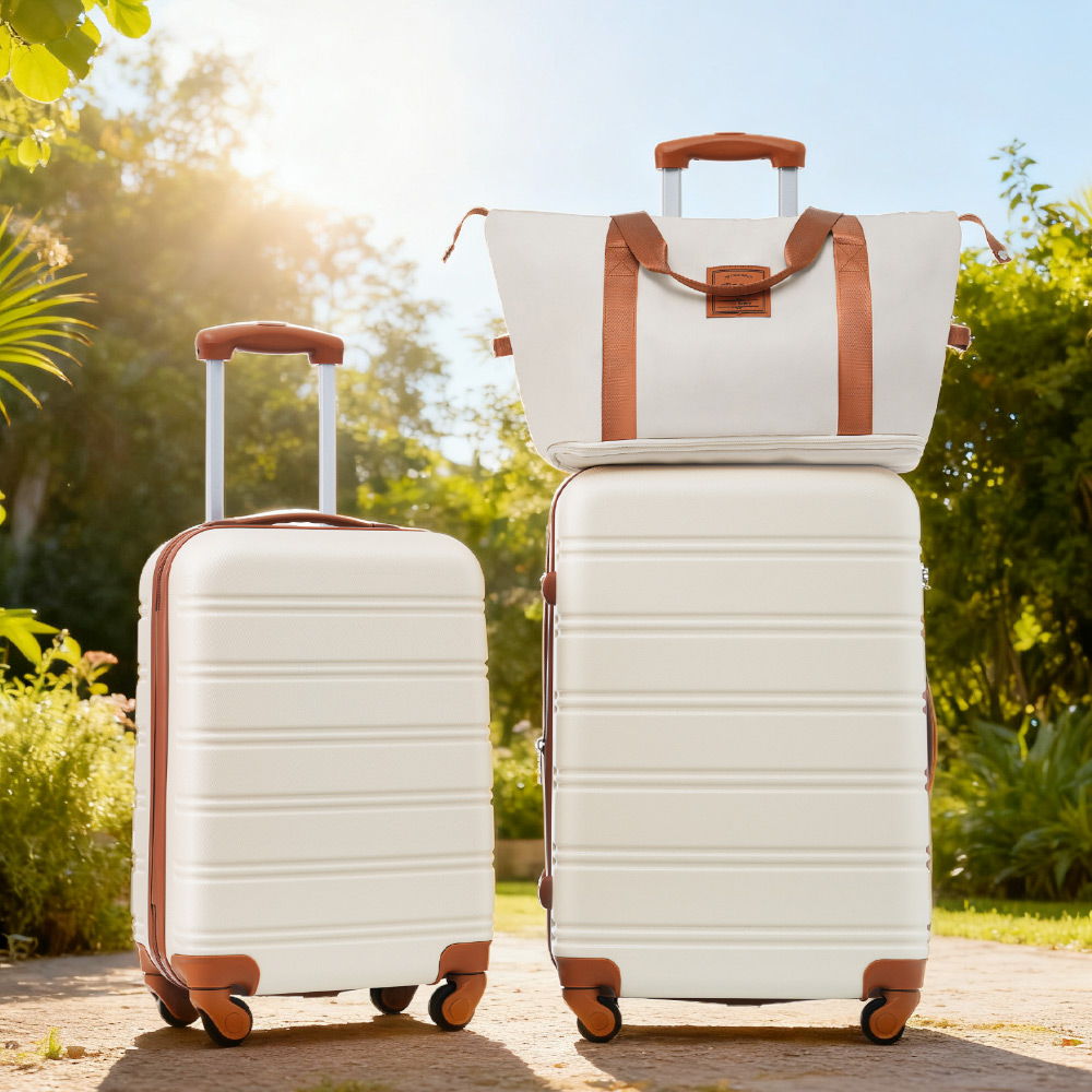 Hardshell Luggage Set with Spinner Wheels and TSA Lock - Black, White, or Pink