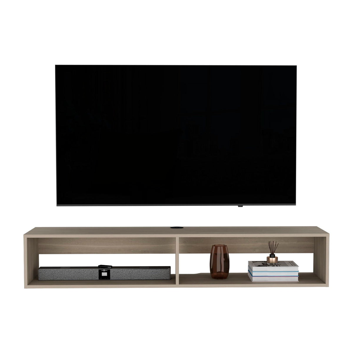 Moore Floating TV Stand with Cable Management - Light Brown, Black, or White