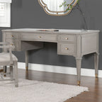 Dauphin 5 Drawer Executive Desk with Solid Rubber Hardwood - Gray or Light Brown