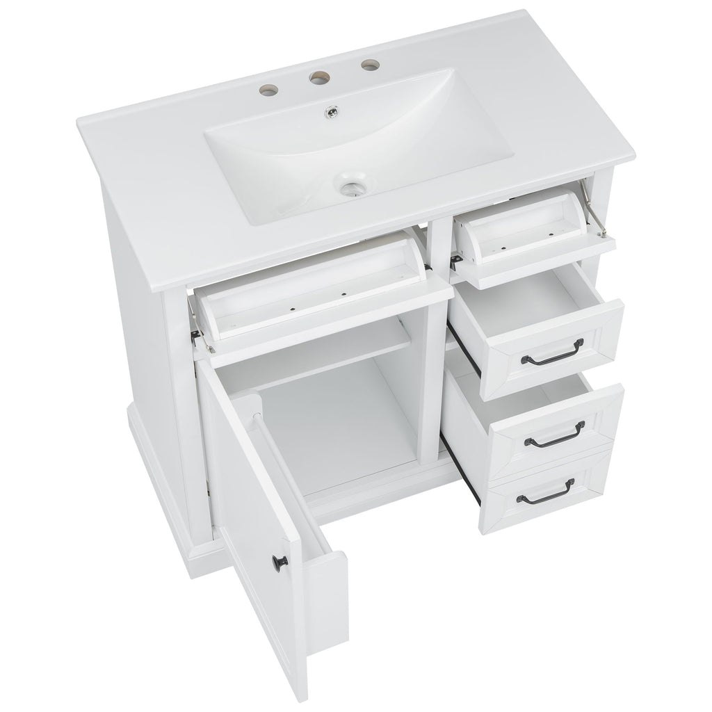 36" Bathroom Vanity with Sink and Soft Close Hinges - Dark Gray or White