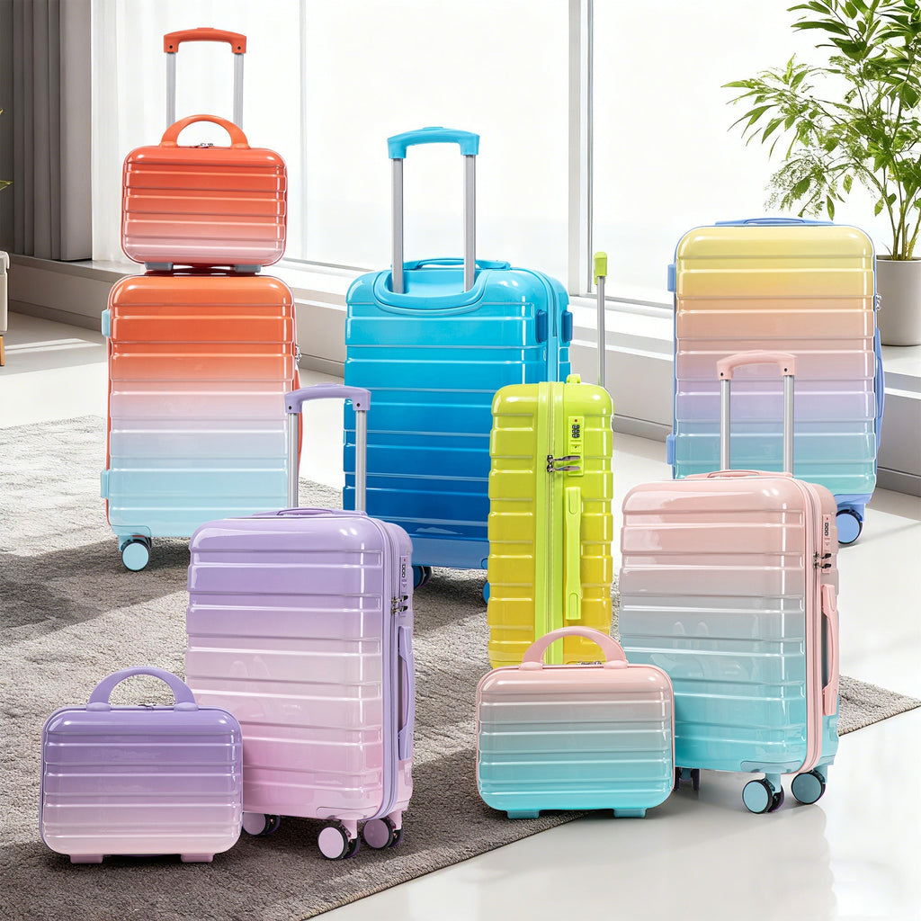 2-Piece Polycarbonate Spinner Wheel Luggage Set with Lock - Green & Yellow