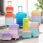 2-Piece Polycarbonate Spinner Wheel Luggage Set with Lock - Green & Yellow