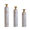 White / Gold Metal Floor Vases Set of 3 with Durable Modern Design