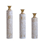 White / Gold Metal Floor Vases Set of 3 with Durable Modern Design