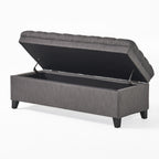 Gray Fabric Storage Ottoman Bench with Hidden Storage - Juliana