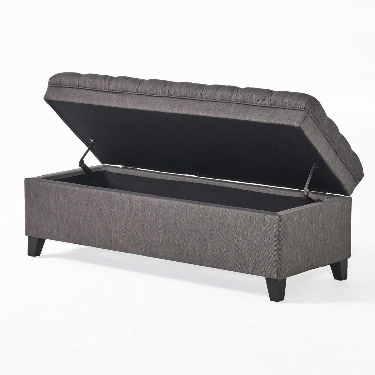 Gray Fabric Storage Ottoman Bench with Hidden Storage - Juliana