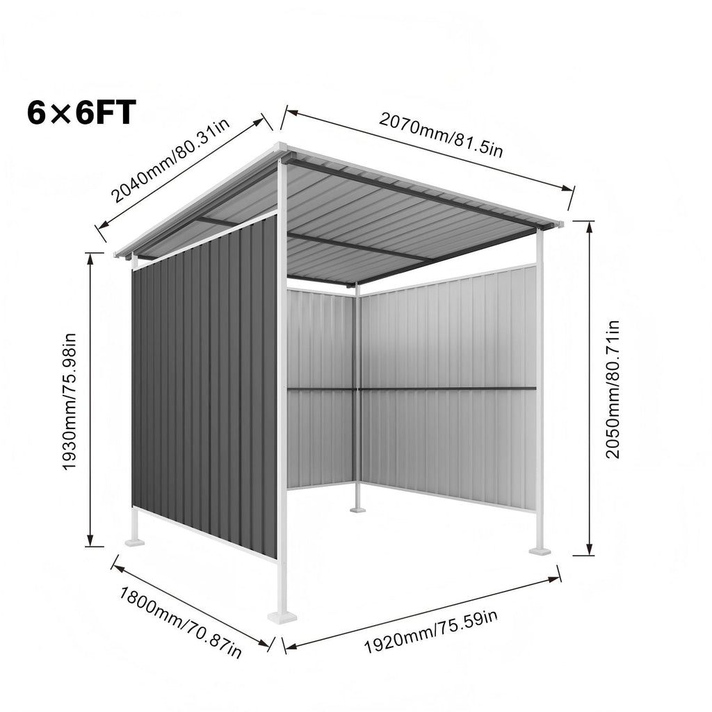 Outdoor Pergola Bike Storage Shed with Galvanized Steel Roof - Gray
