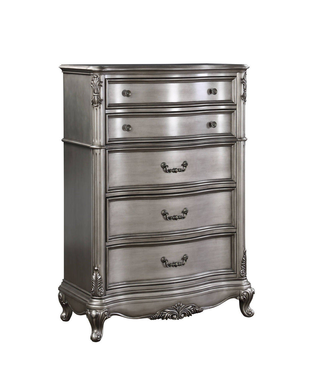 Ariadne Antique Silver Accent Chest with Intricate Detailing - Silver