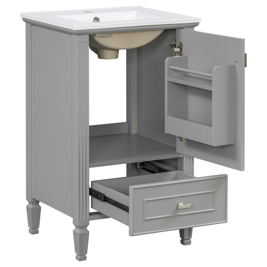 Retro Bathroom Vanity With Sink with Soft-Closing Doors - Green or Dark Gray