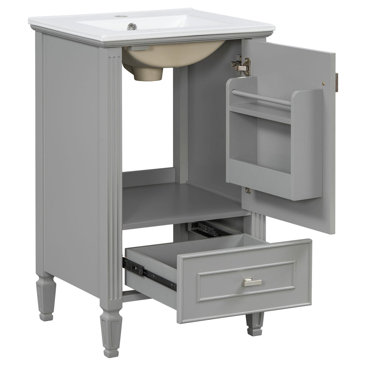 Retro Bathroom Vanity With Sink with Soft-Closing Doors - Green or Dark Gray