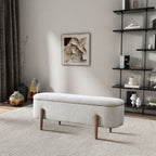 Ivory Storage Bench with Hidden Storage - Boucle Upholstery