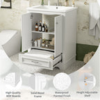 Modern Bathroom Vanity with Ceramic Sink Combo and Storage Cabinet - Multiple Colors