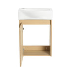 Modern Bathroom Vanity with Ceramic Basin and Storage Cabinet - Light Brown, Black, or White