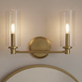 Regal Double Light Vanity With Clear Ribbed Satin - Antique Brass / Clear