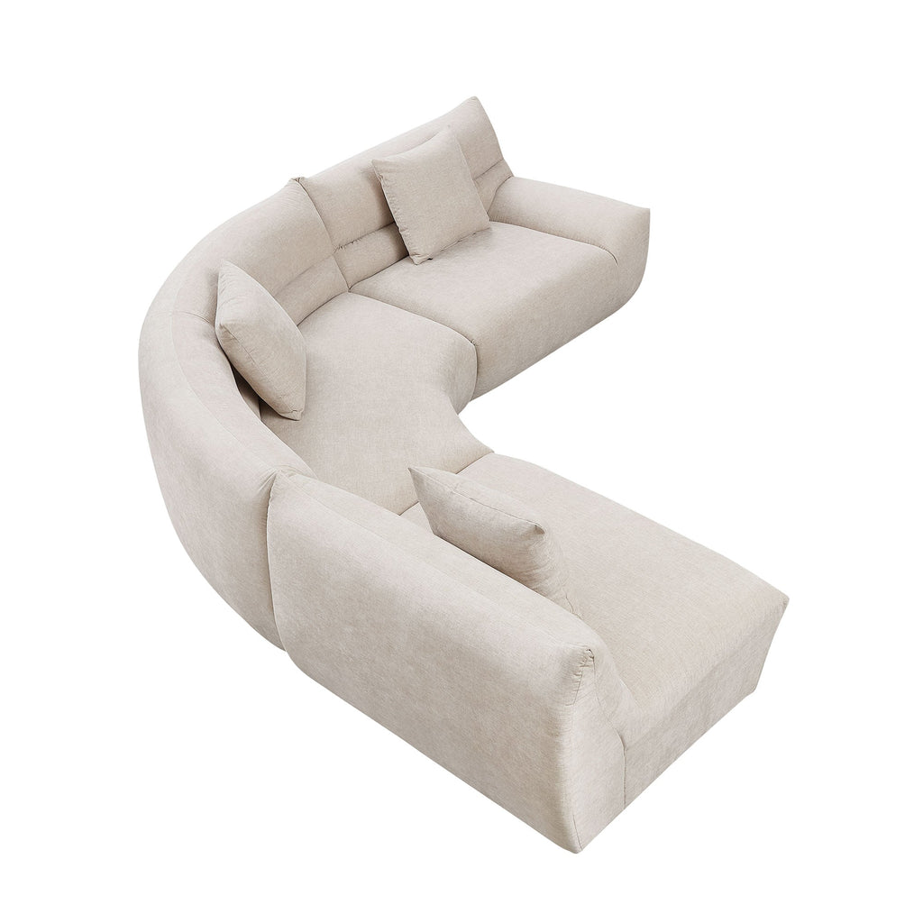 Modular Curved Sectional Sofa with Free-Form Configuration - Polyester