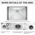 Modern Undermount Stainless Steel Kitchen Sink 16 Gauge, Deep Single Bowl - Gray