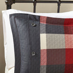7 Piece Herringbone Comforter Set - Red California King
