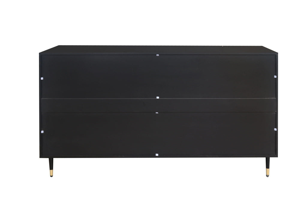 Lacquered Wooden Sideboard with 4 Glass Doors - Black