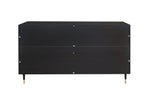 Lacquered Wooden Sideboard with 4 Glass Doors - Black