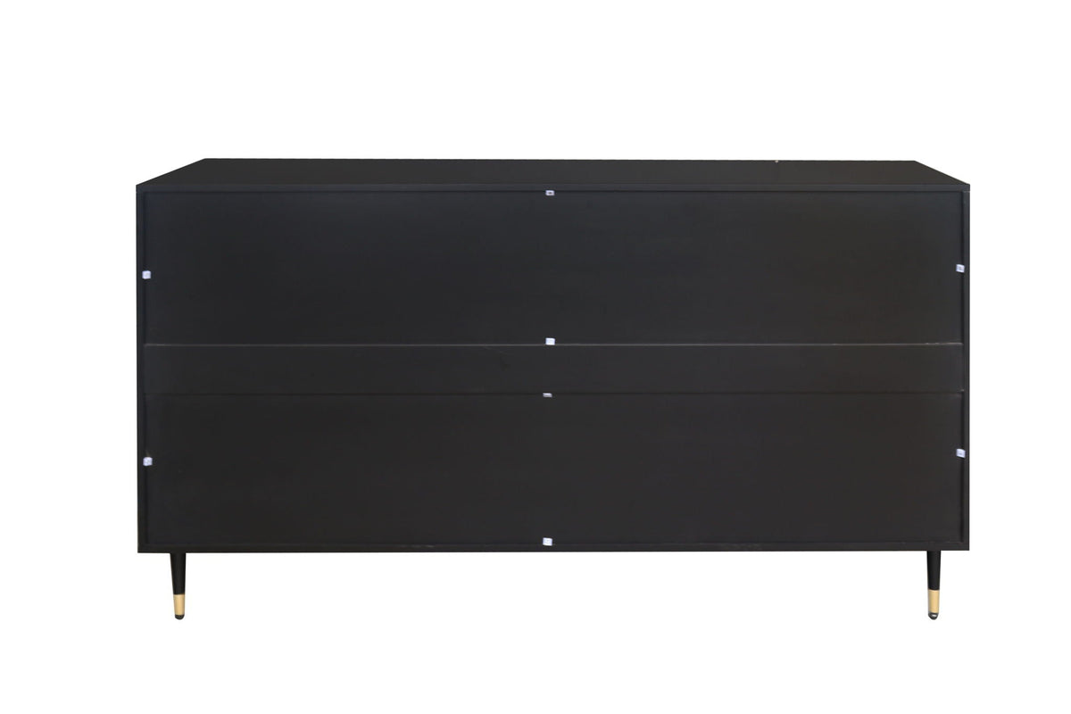 Lacquered Wooden Sideboard with 4 Glass Doors - Black
