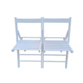 White Folding Chair Set with Foldable Design - Solid Wood