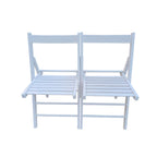 White Folding Chair Set with Foldable Design - Solid Wood