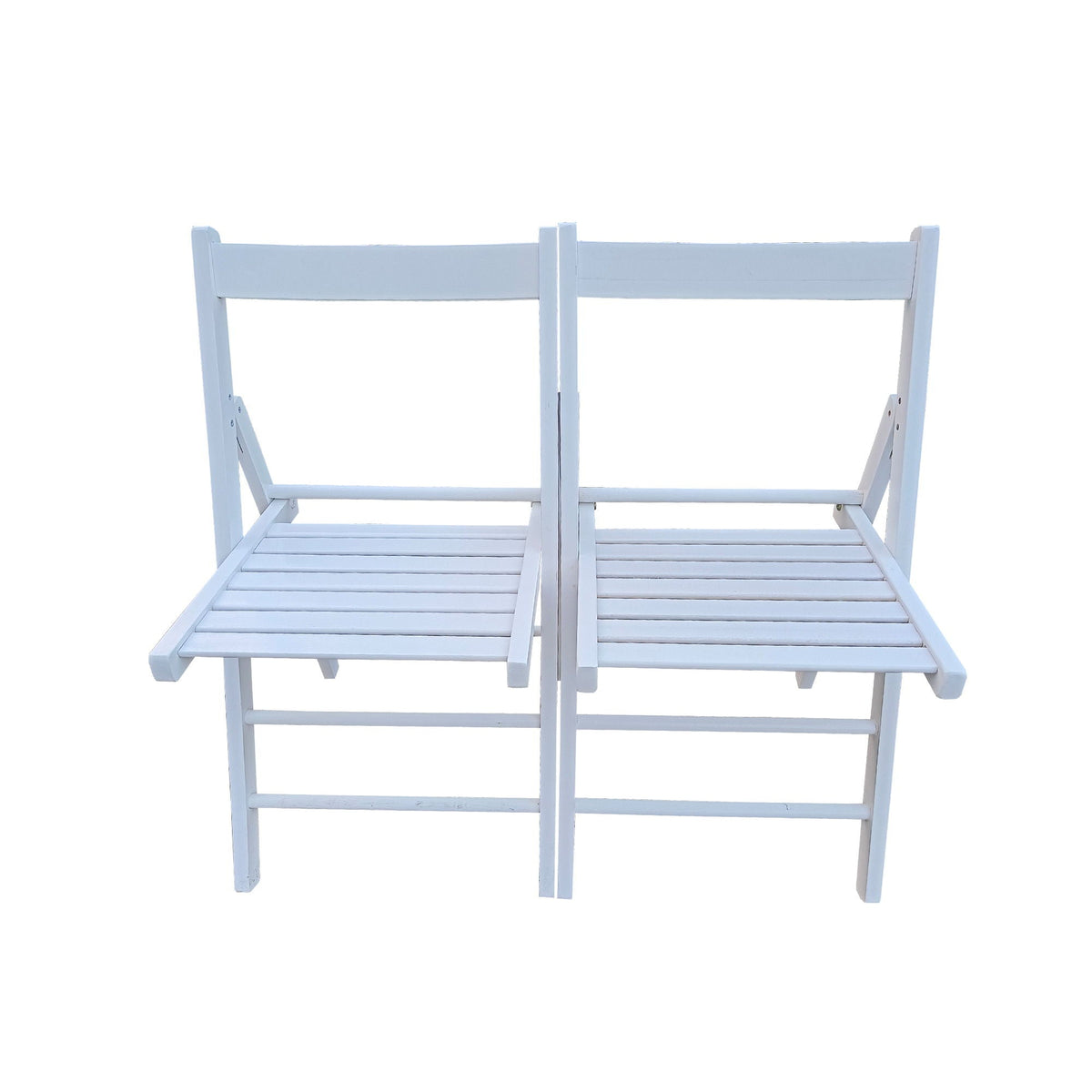 White Folding Chair Set with Foldable Design - Solid Wood