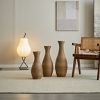 3 Piece Artificial Rattan Floor Vase Set with Modern Artistic Style - Beige