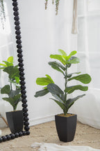 35" Artificial Fiddle-Leaf Fig Potted Plant with Realistic Green Leaves - Green