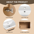Bathroom Vanity Set with Resin Countertop Sink and 2 Doors - Light Brown Oak