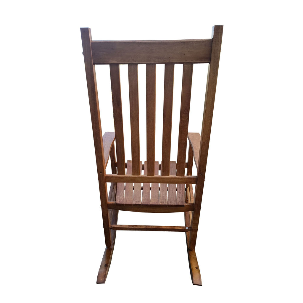 Balcony Porch Adult Rocking Chair with Solid Hardwood Frame - Available in Brown, Oak, or White