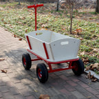 Wooden Carriage Outdoor Stroller with Four-Wheel Design - Natural Wood