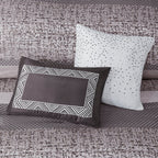 7 Piece Jacquard Comforter Set Grey Taupe King