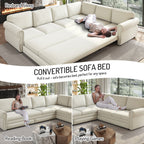 118" L-Shaped Convertible Sofa Bed with Pull-Out Bed - Chenille