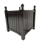 Square Outdoor Planter with Solid Wood Construction - Black
