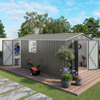 Outdoor Storage Shed with Lockable Doors - Dark Gray
