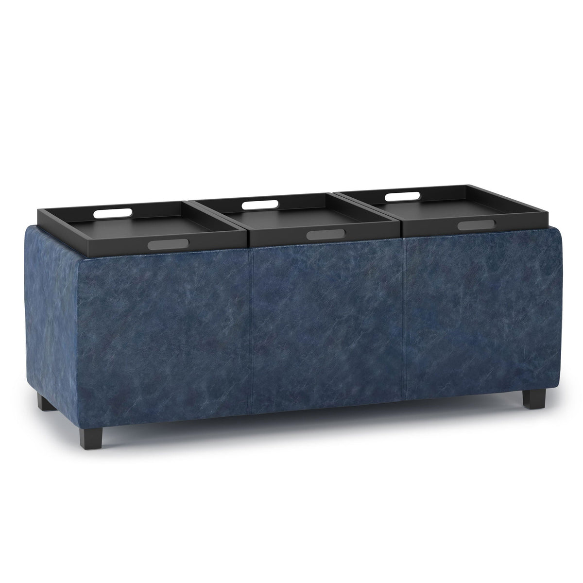 Avalon Upholstered Storage Ottoman with Flip-Over Serving Trays - Multiple Colors