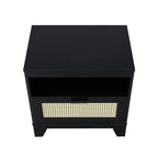 Modern Cane Accent Nightstand with 1 Drawer - Black or Light Brown