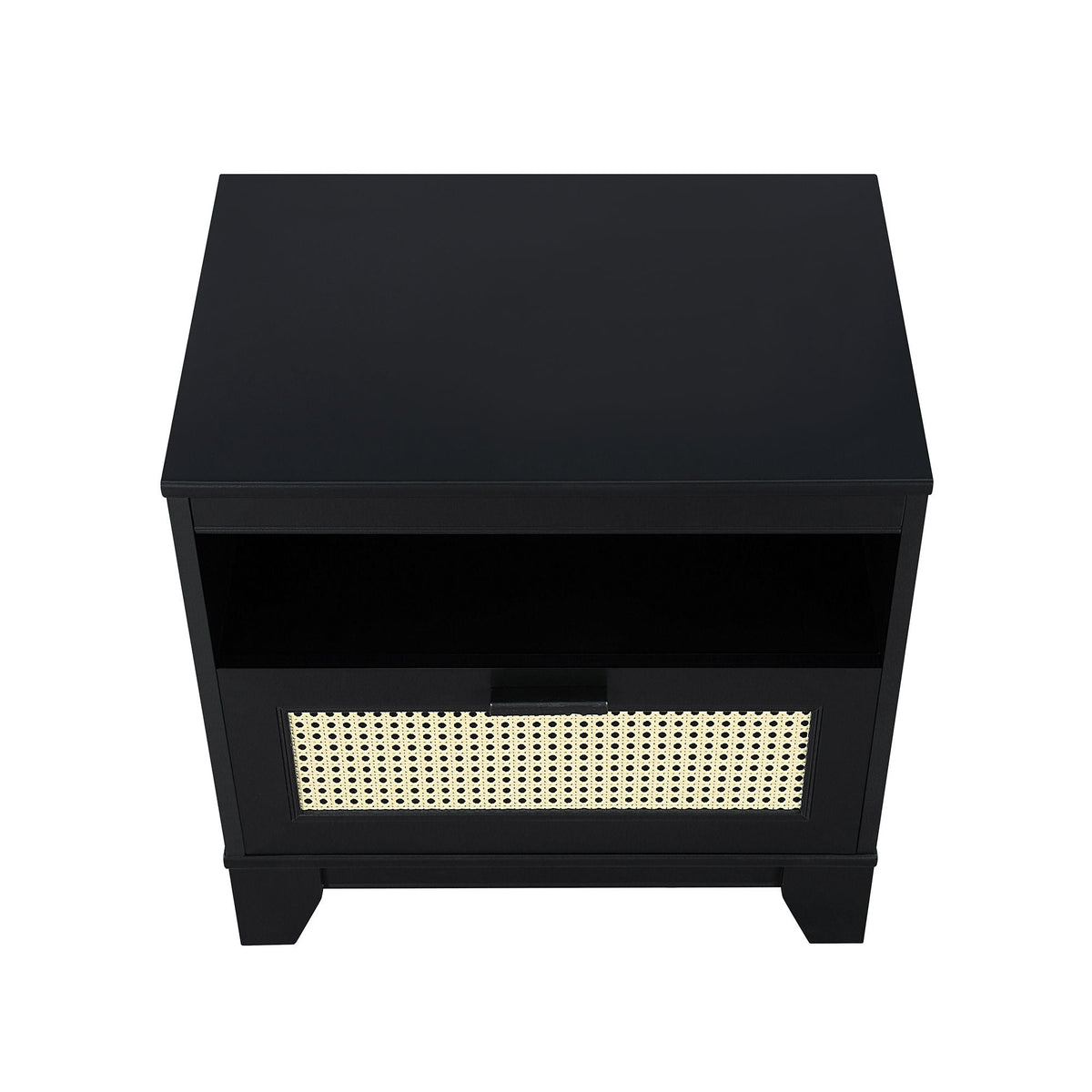 Modern Cane Accent Nightstand with 1 Drawer - Black or Light Brown