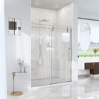 Frameless Single Sliding Shower Door with Stainless Steel Rollers - Chrome