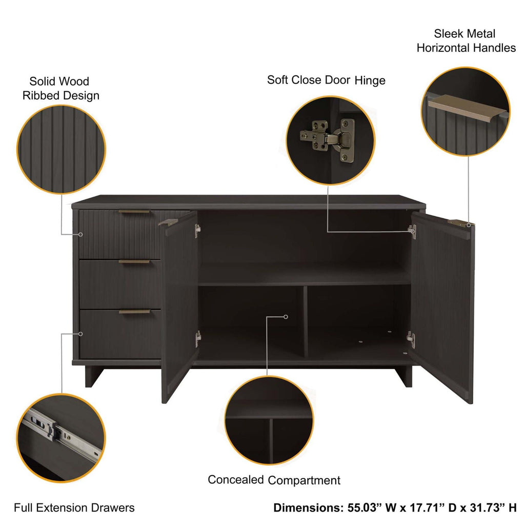 Granville Sideboard with Full Extension Drawers - Multiple Colors