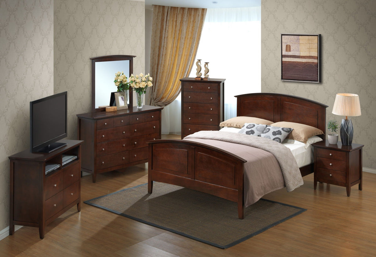 Elegant Panel Bed with Real Wood Veneers - Multiple Colors