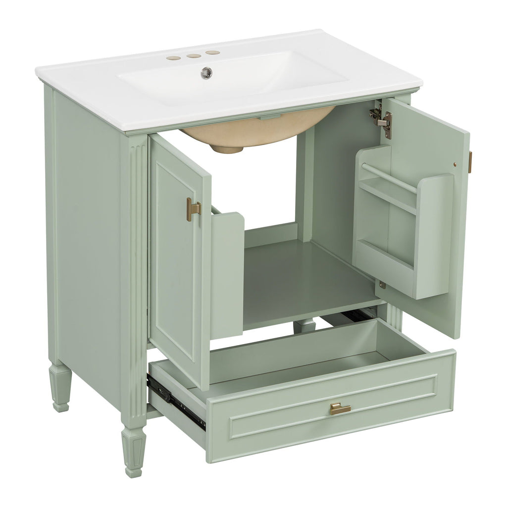Freestanding Vanity with Drawer & Soft Close Doors - Green or White