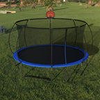 14 Ft Outdoor Trampoline with Basketball Hoop & Ladder - Black / Blue